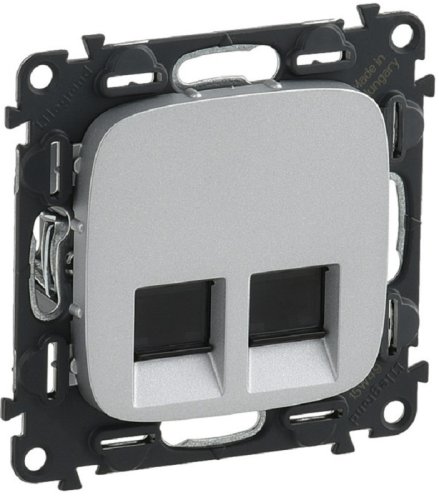 Розетка компьютерная без рамки Legrand Valena Allure 2-м. RJ45+RJ45 6e алюминий картинка